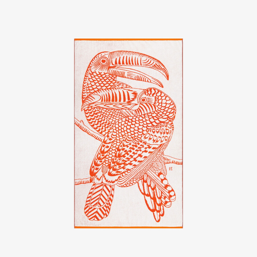 Inoui Editions Toucan Beach Towel  Orange In Orange