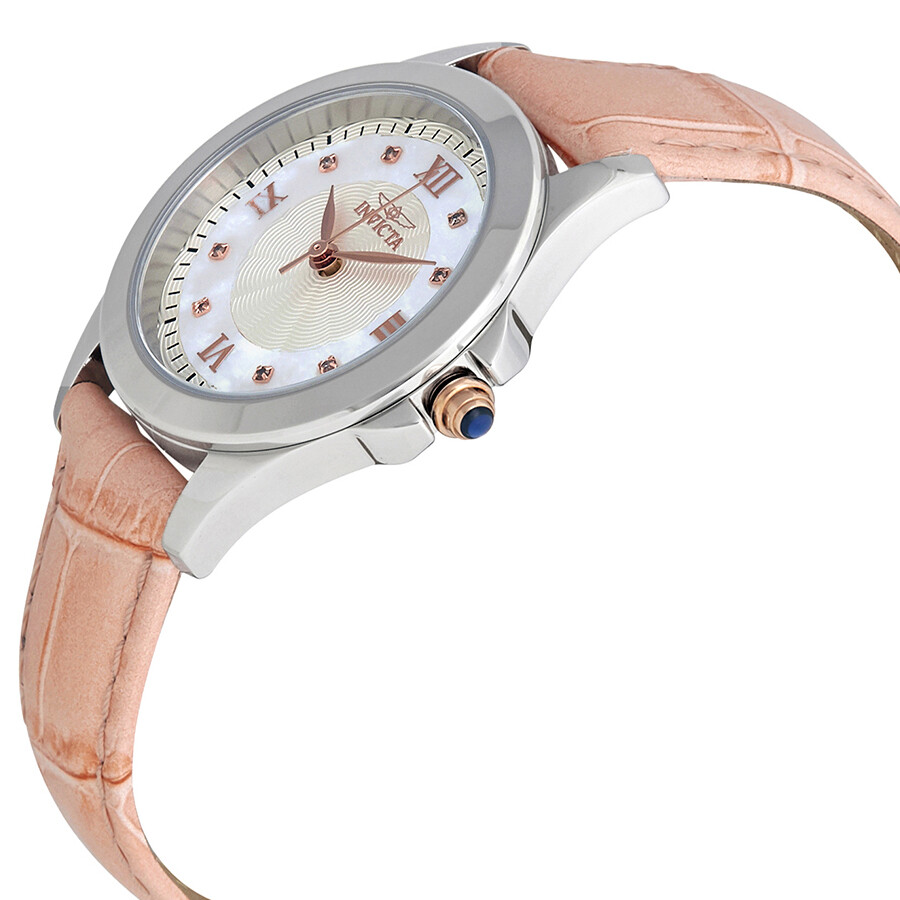 Invicta Angel Mother of Pearl Dial Interchangeable Leather Strap Ladies