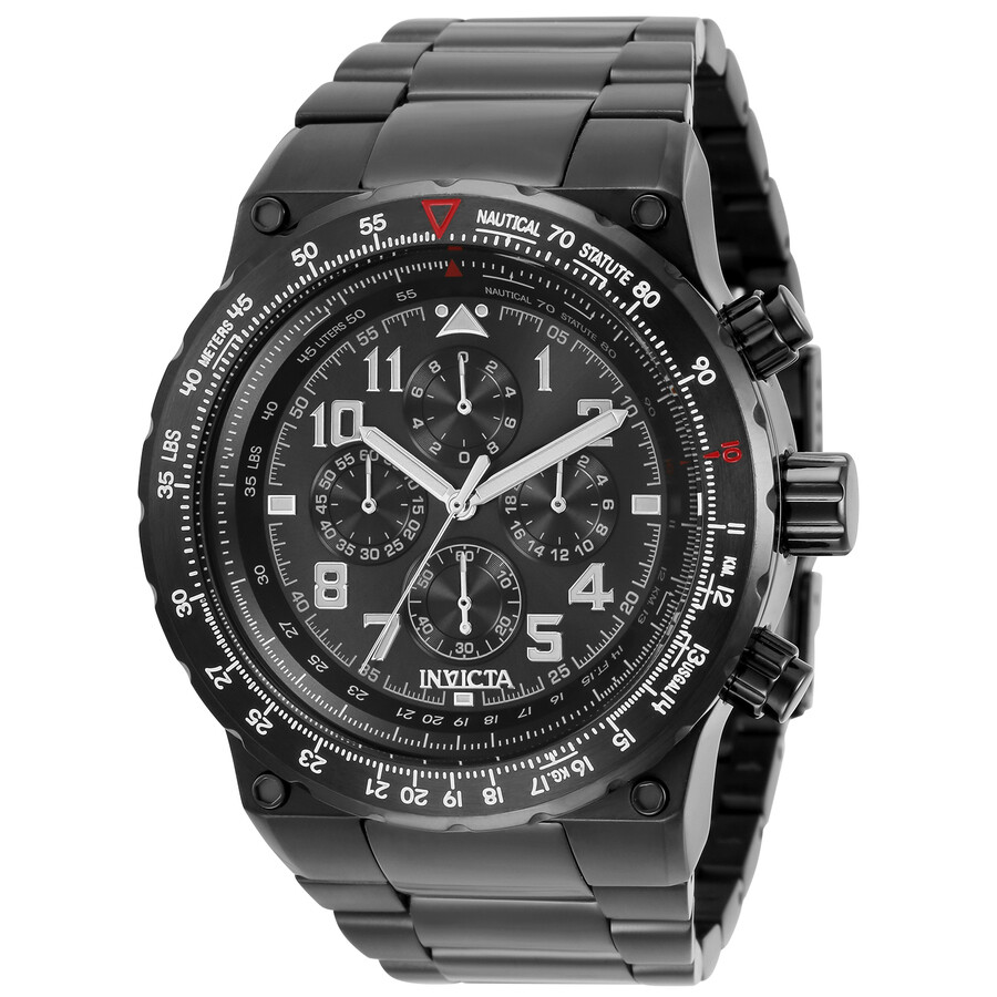 Invicta Aviator Chronograph Quartz Black Dial Men's Watch 34425 886678411344 Watches, Aviator