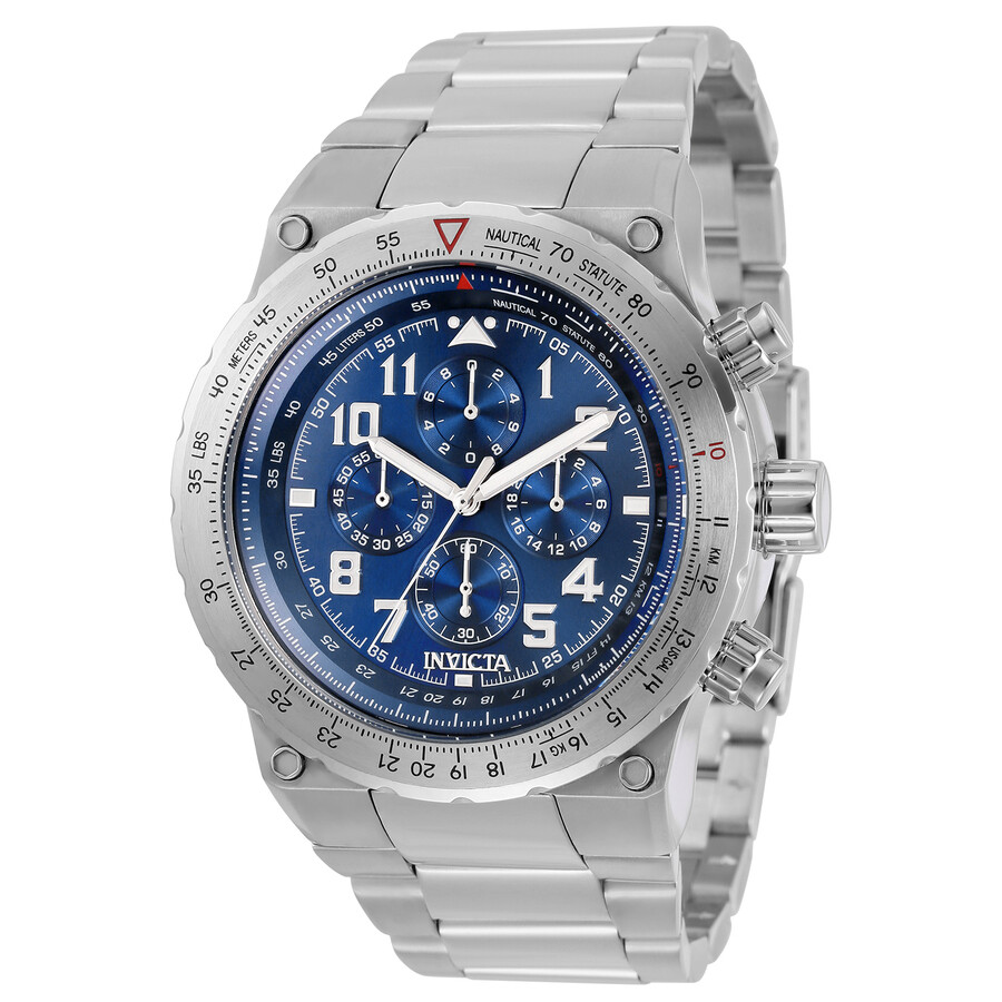 Invicta Aviator Chronograph Quartz Blue Dial Men's Watch 31586 886678373246 Watches, Aviator