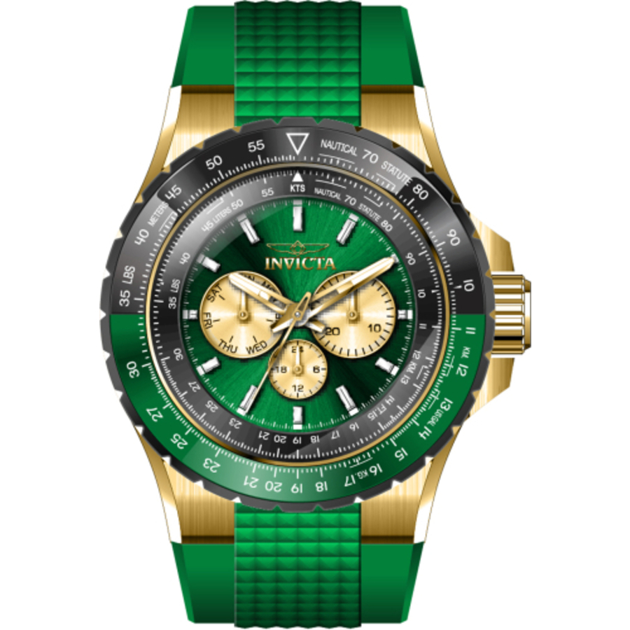 Invicta Aviator 44612 – Orologio Uomo 50mm, Acciaio Inox, Quadrante Verde, Movimento Quarzo, Impermeabile 10 ATM