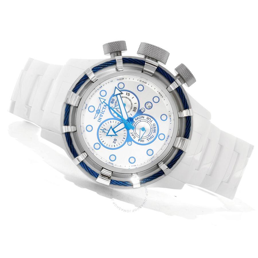 Invicta Bolt Chronograph Silver White Dial White Ceramic Men S Watch 13848 13848 Invicta Bolt Jomashop