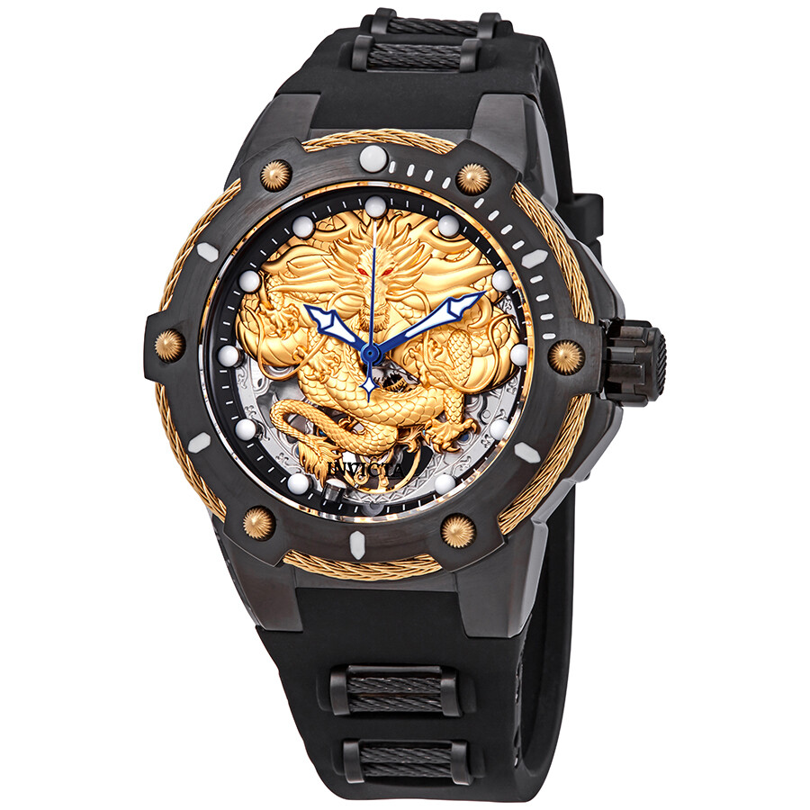 Invicta Bolt Gold Dial Black Polyurethane Men's Watch 26316