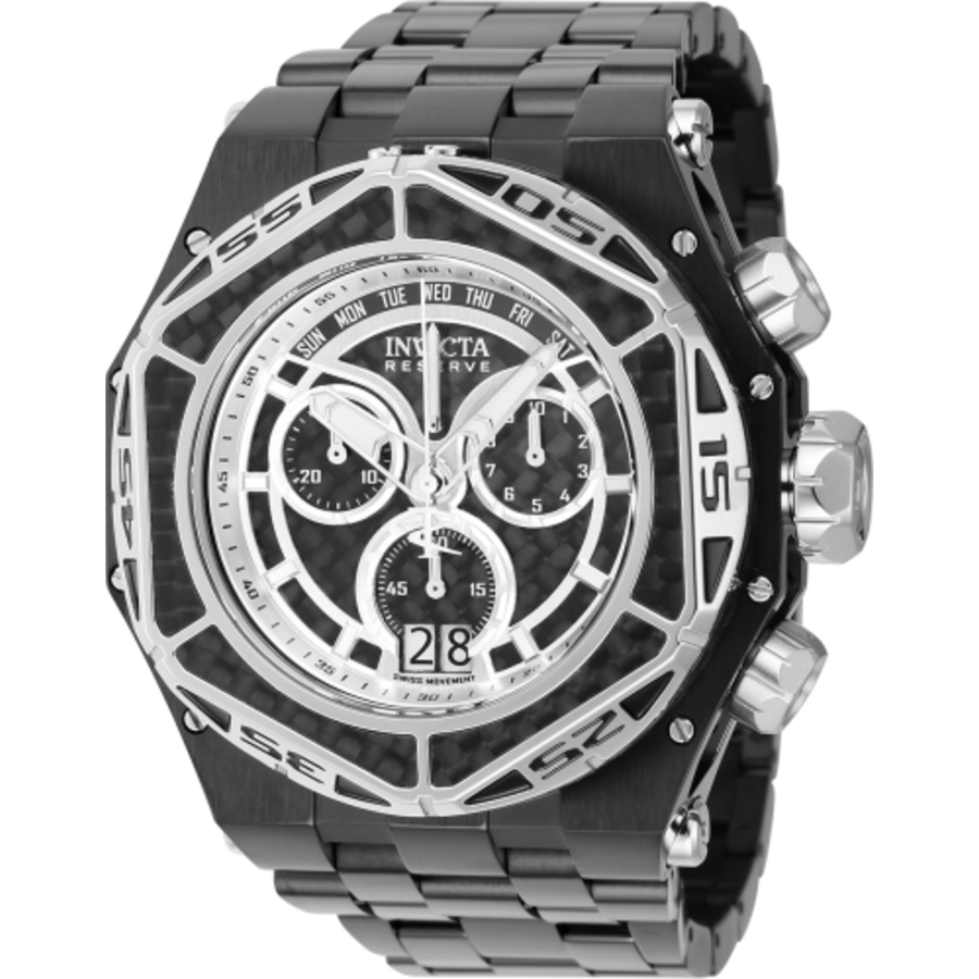 Invicta Carbon Hawk Reserve Chronograph Hexagon Quartz Black Dial
