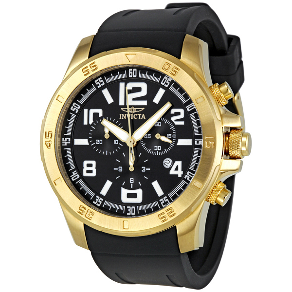Invicta II Diver Chronograph Black Dial Black Silicone Strap Men's ...