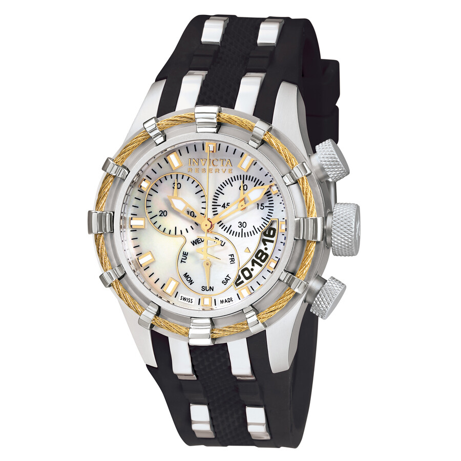 Invicta Ladies Reserve Bolt Chronograph Watch with Black Polyurethane