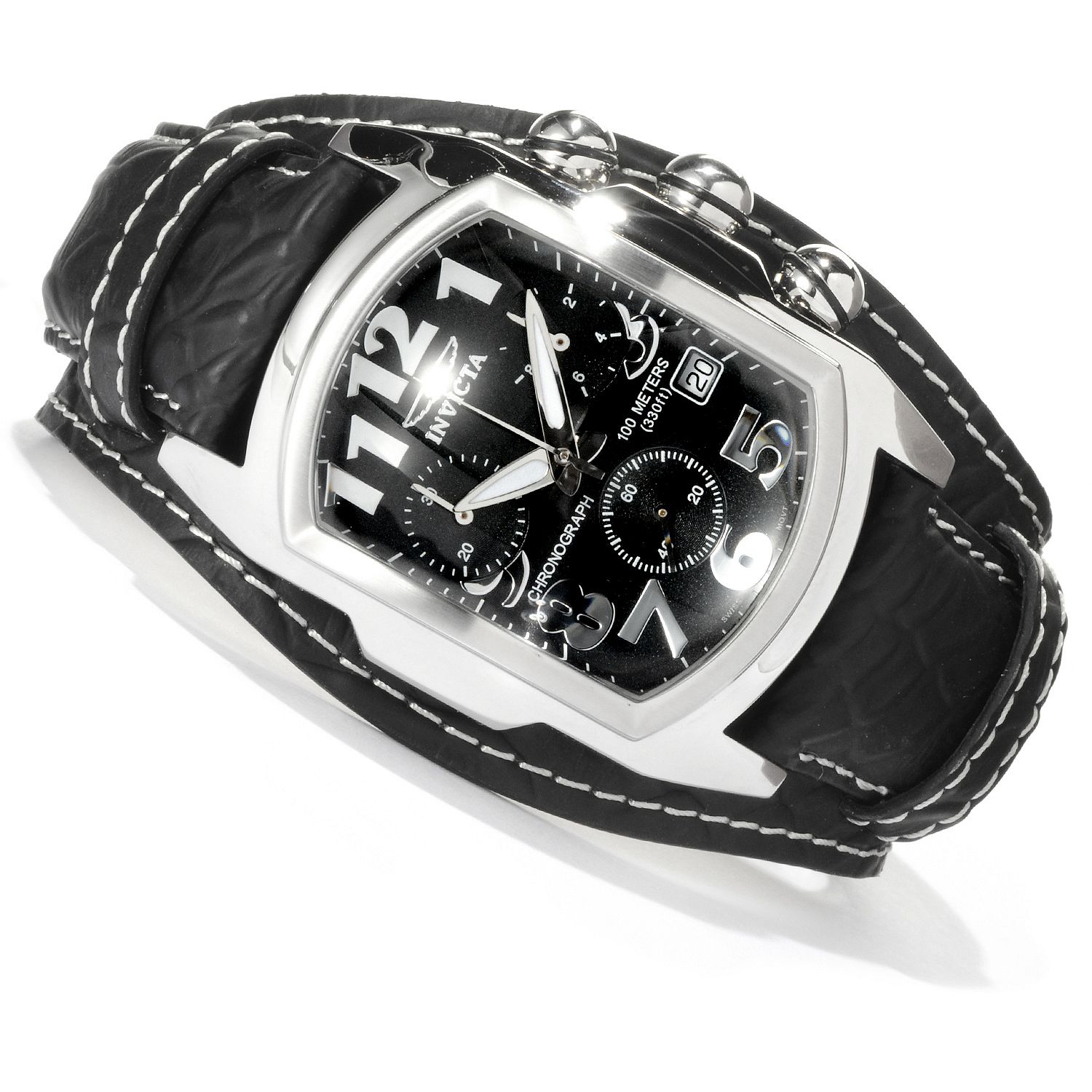 Invicta Lupah Chronograph Black Dial Stainless Steel Men's Watch