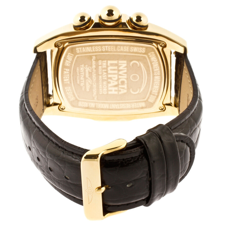 Invicta Lupah Gold Dial Interchangeable Leather Strap Quartz Men's