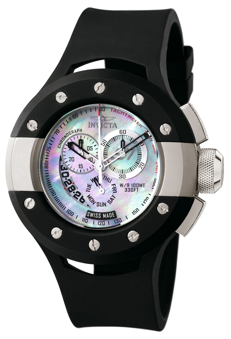 Montre INVICTA S1 RALLY RACER - Modèle 5689 - Boîtier Or Rose, Cadran Noir, Bracelet Silicone - Neuve Avec Étuï