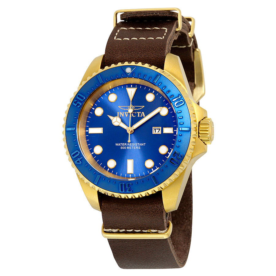 Invicta Pro Diver Blue Dial Brown Leather Men's Watch 17581 ...