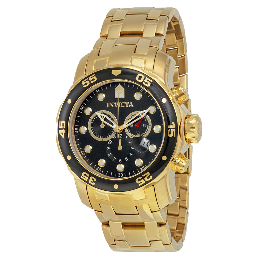 Invicta Pro Diver Chronograph Black Dial Gold tone Men s Watch