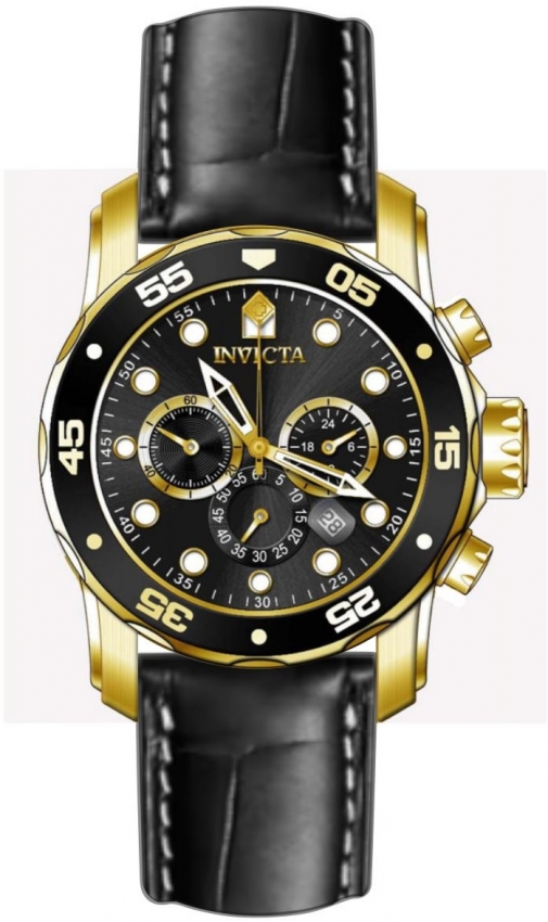 INVICTA 腕時計 クロノグラフ ゴールド ブラック Invicta Pro Diver Chronograph GMT Quartz Black Dial Men's Watch