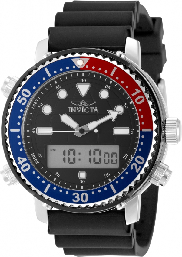 Invicta Pro Diver Quartz Analog-Digital Black Dial Pepsi Bezel Men's ...