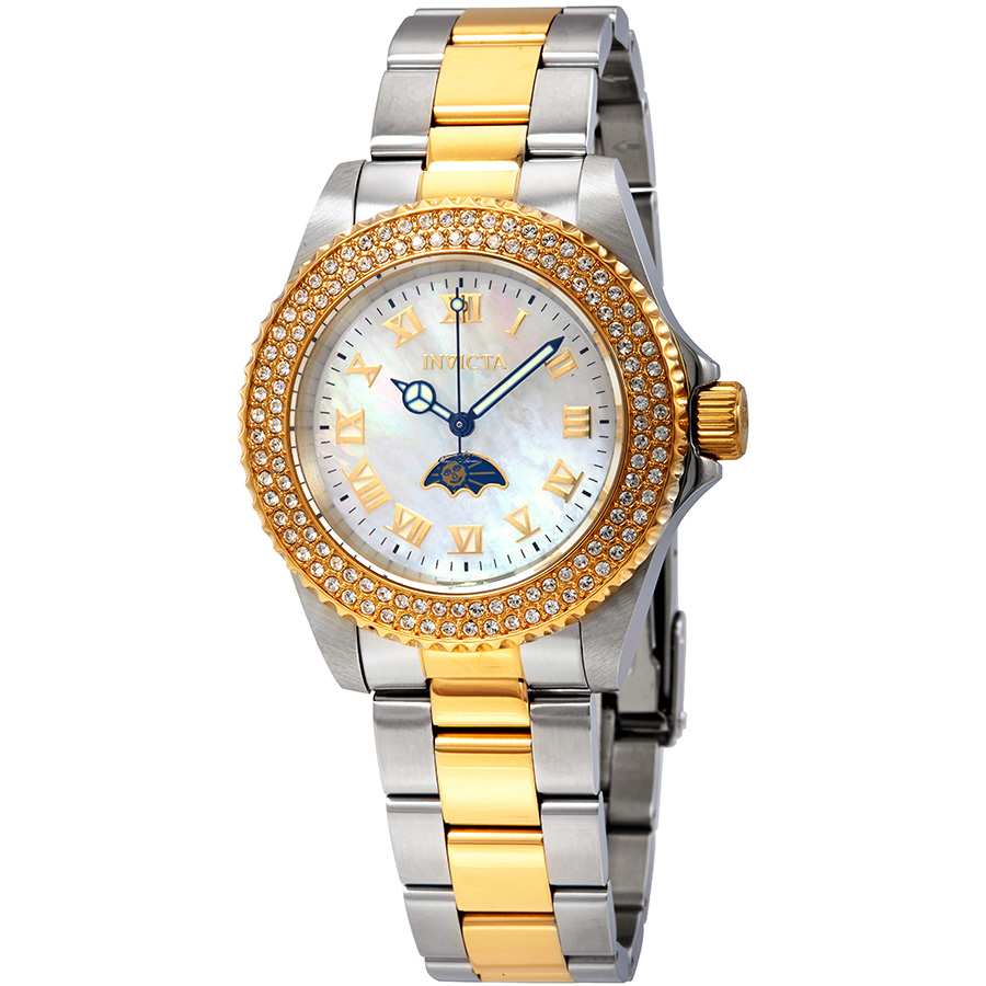 Invicta Sea Base White Mother of Pearl Dial Crystal Two-Tone  display picture 1