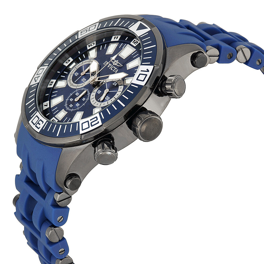 Invicta Sea Spider Chronograph Blue Dial Blue Polyurethane Band Men's