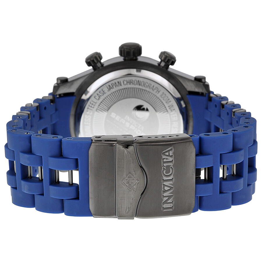 Invicta Sea Spider Chronograph Blue Dial Blue Polyurethane Band Men's