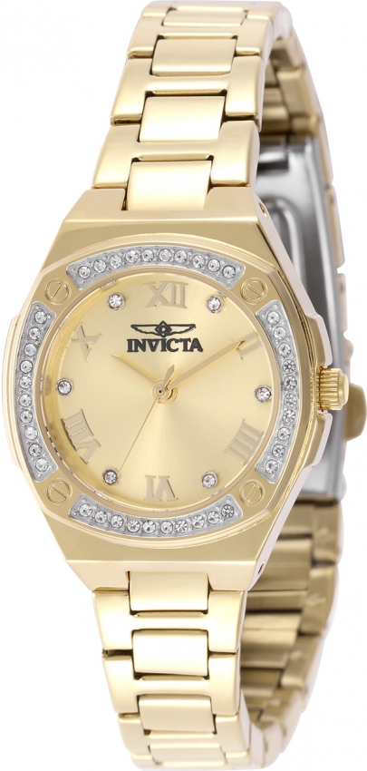 Invicta Specialty Quartz Crystal Gold Dial Ladies Watch 50383