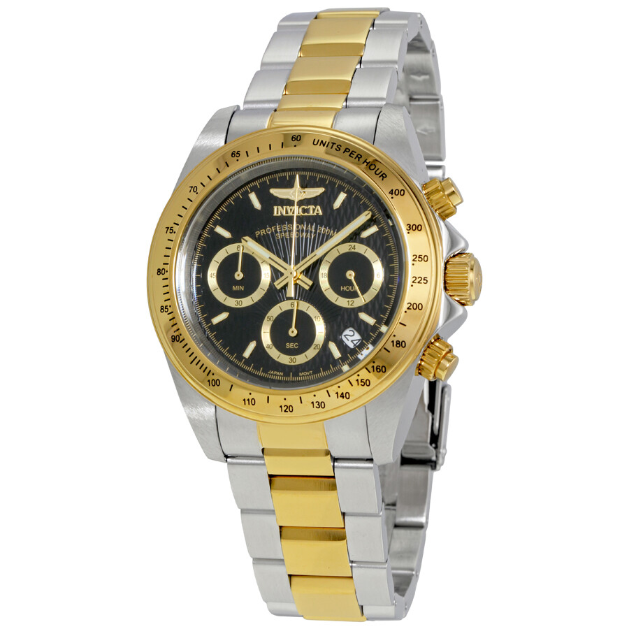 Shop Invicta Speedway Chronograph Black Dial Men's Watch 9224 In Black / Gold