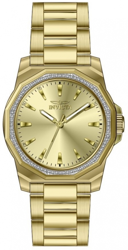 Invicta Speedway Quartz Crystal Gold Dial Ladies Watch 49113