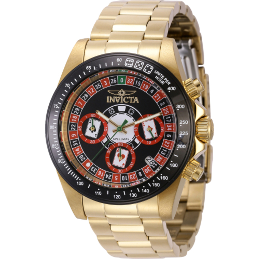 Invicta Speedway Roulette Casino Chronograph GMT Quartz Black Dial