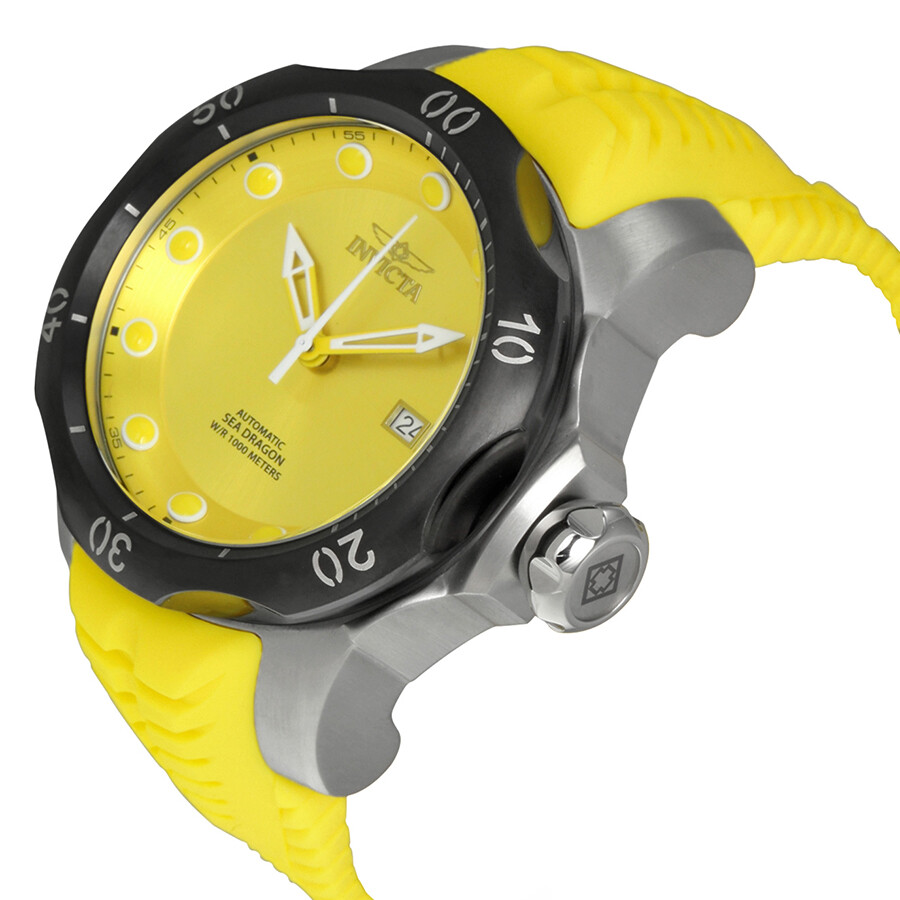 Invicta Venom Automatic Yellow Dial Yellow Silicone Strap Men's Watch