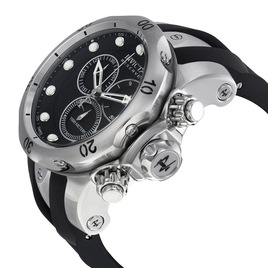 Invicta Venom Chronograph Black Dial Black Rubber Strap Men's Watch
