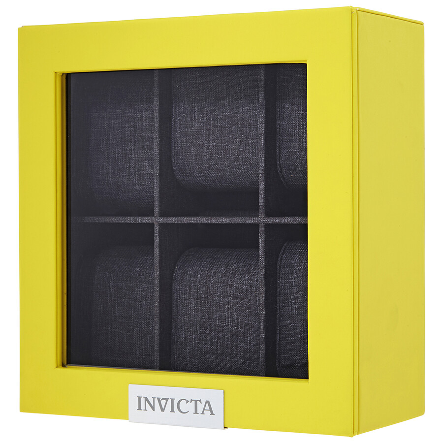 Invicta Watch 6slot Display Case With Lid, Yellow 33913 Watch Accessories, Watch Cases
