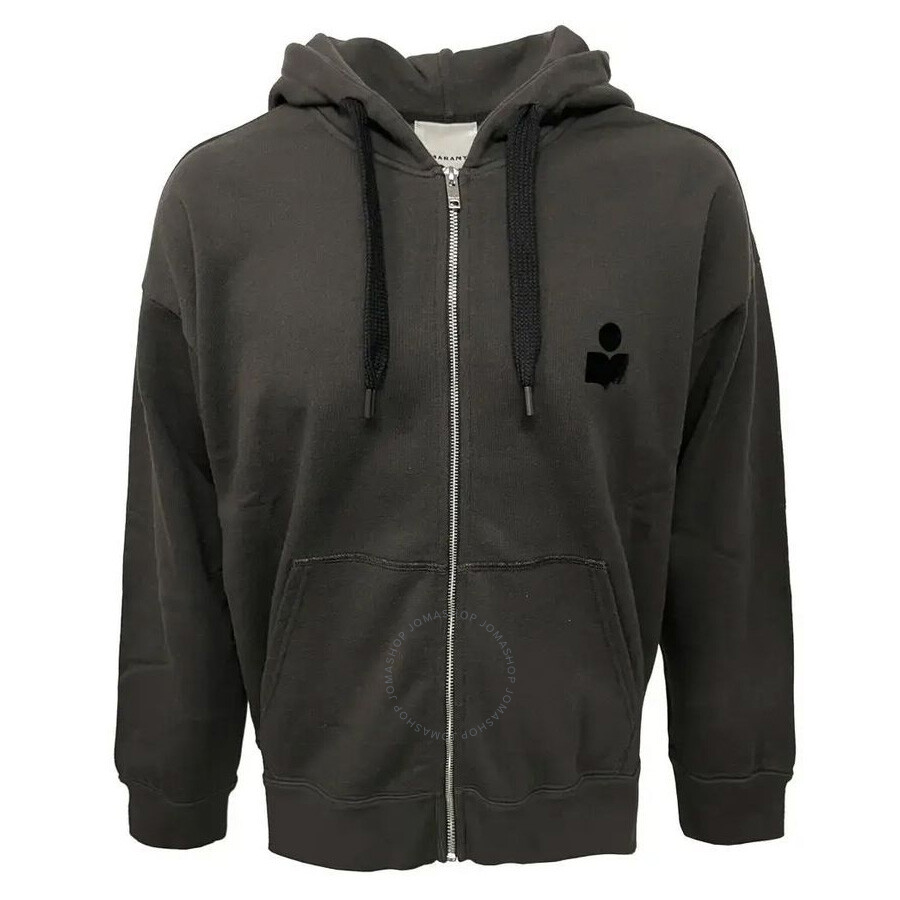 Isabel Marant Embroidered Logo Zippered Hoodie In Black