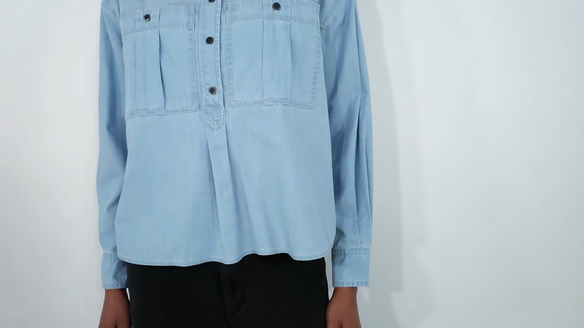 Isabel Marant Etoile Vero Half-Button Denim Top, Brand Size 34