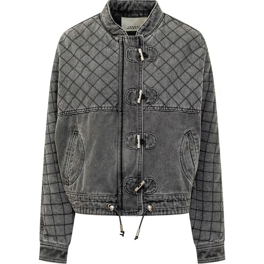 Isabel Marant Celiany Quilted Denim Jacket In Grey
