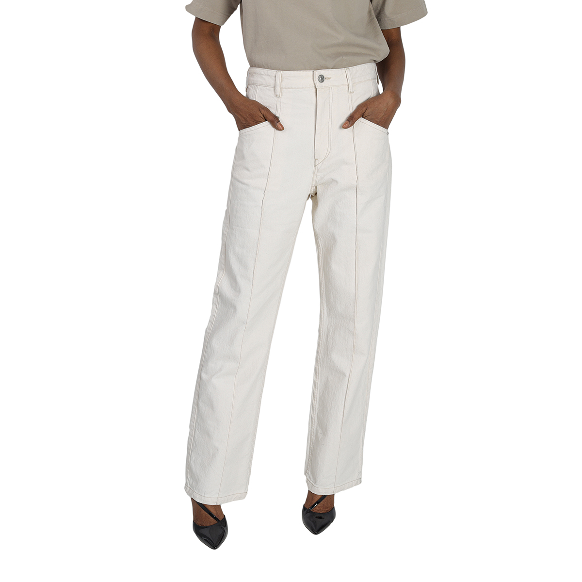 Isabel Marant Ladies Ecru Nadege Straight-Cut Jeans, Brand Size 36 
