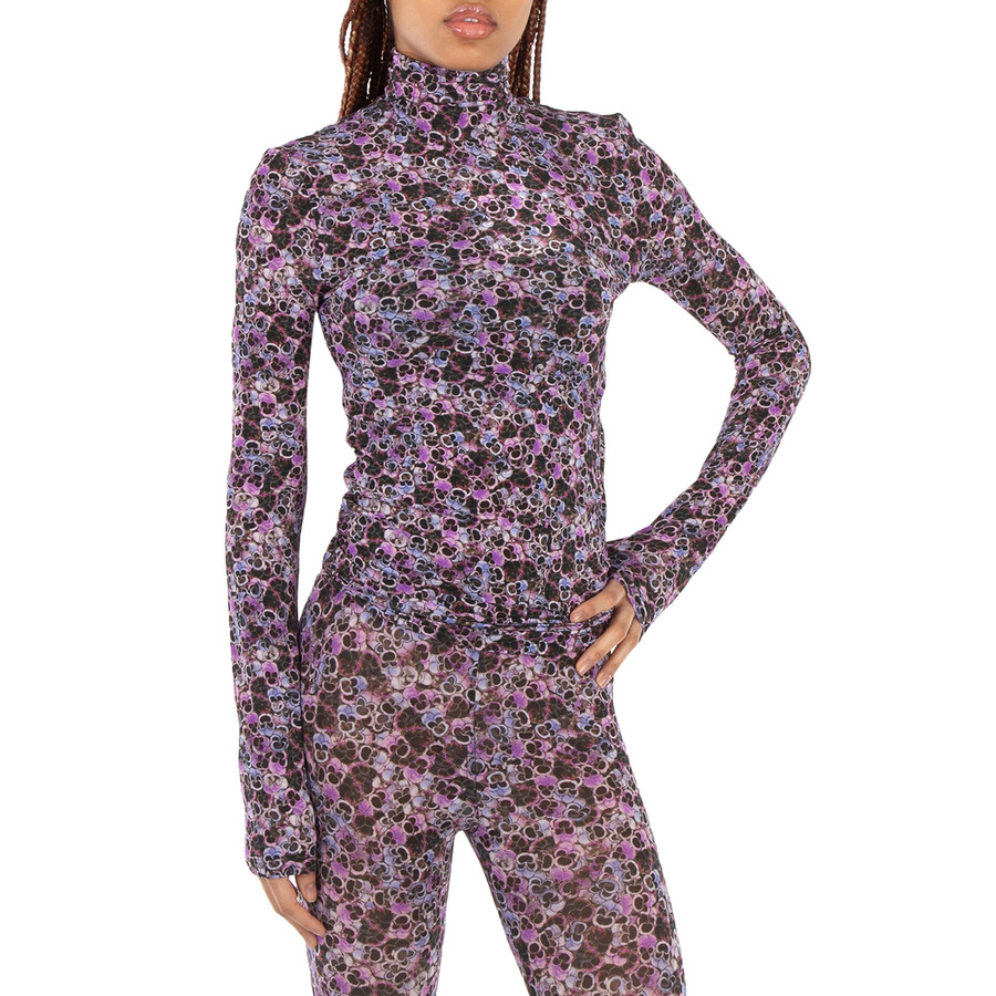 Ladies Purple Joyela Roll Neck Top