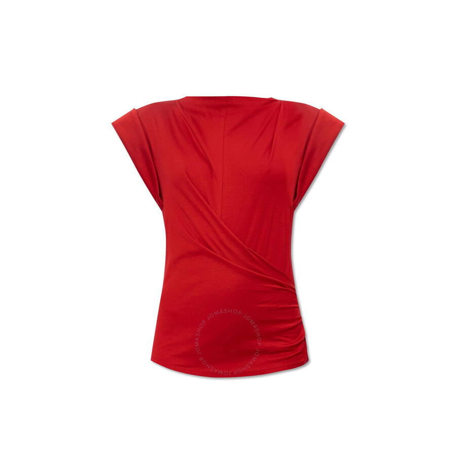 Isabel Marant Ladies Red Maisan Draped Cotton T-shirt In Red