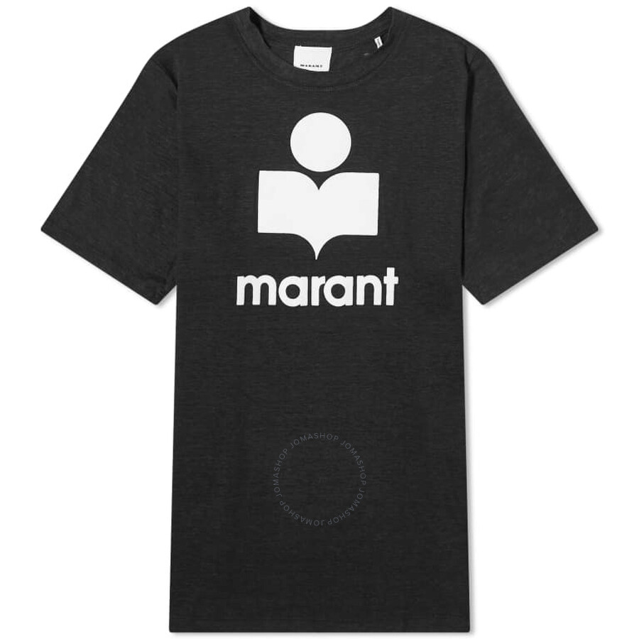 Isabel Marant Linen T-shirt With Iconic Logo Design And Finish In Black