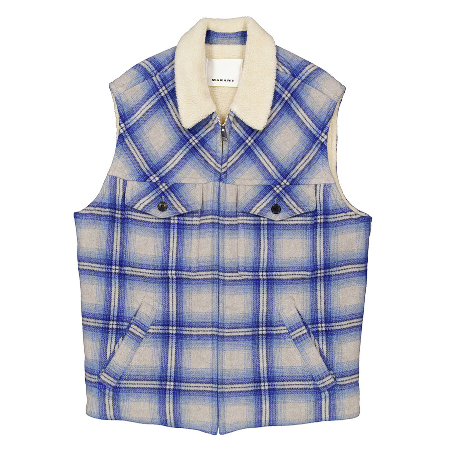 Isabel Marant Kiraneo Plaid-check Gilet In Blue