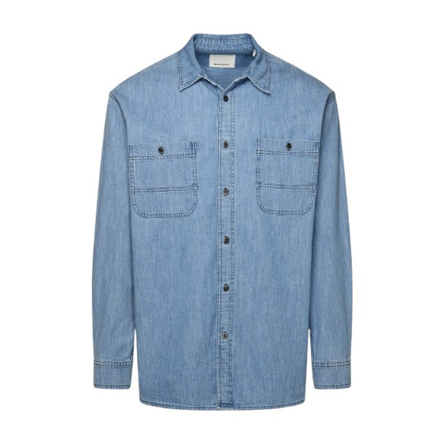 Isabel Marant 'vhelynton' Cotton Shirt Featuring Pockets In Blue