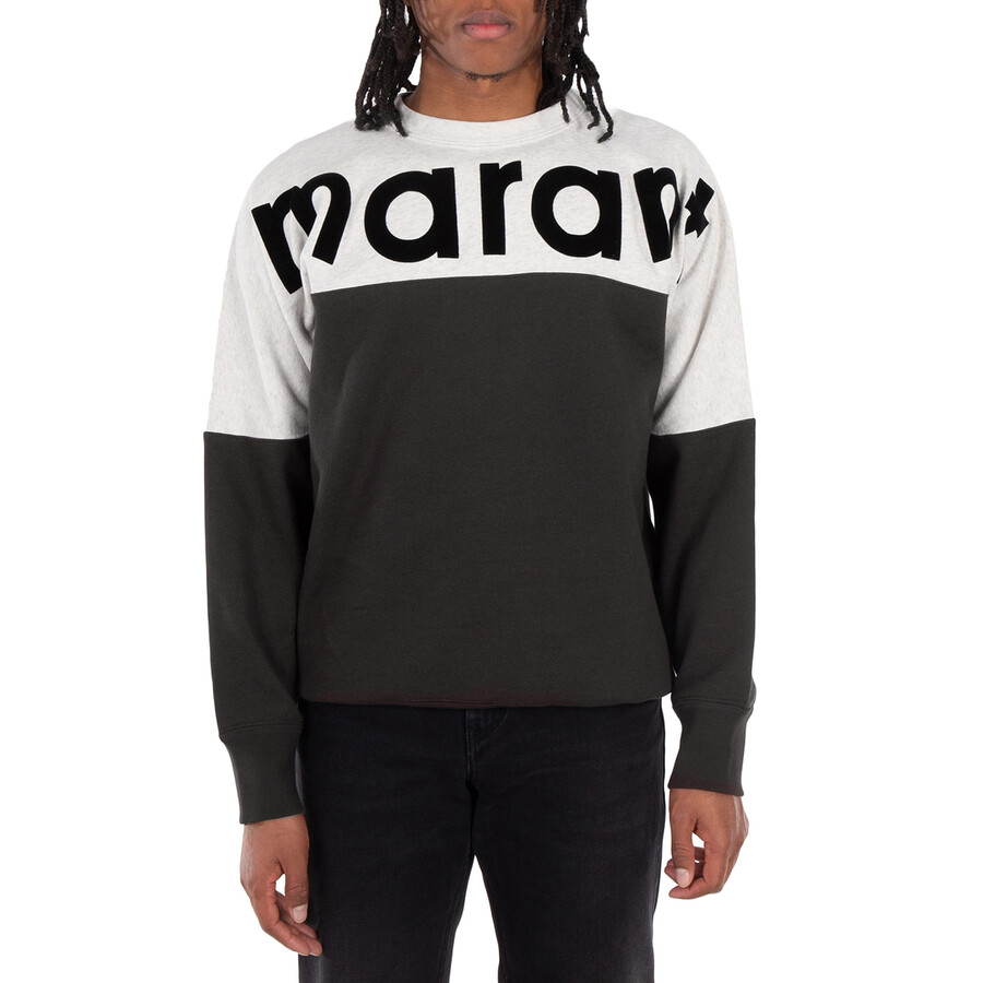 ★Isabel Marant★ HOWLY MAN TO MAN FADIED BLACK SW0031HAB1M1 Isabel Marant Men's Faded Black Howley Logo Printed