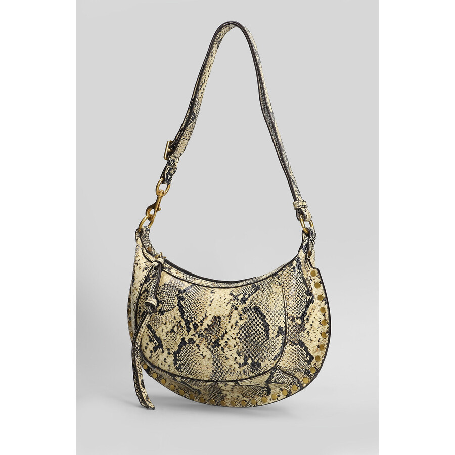 Isabel Marant Oskan Moon Shoulder Bag In Beige Leather In Sand