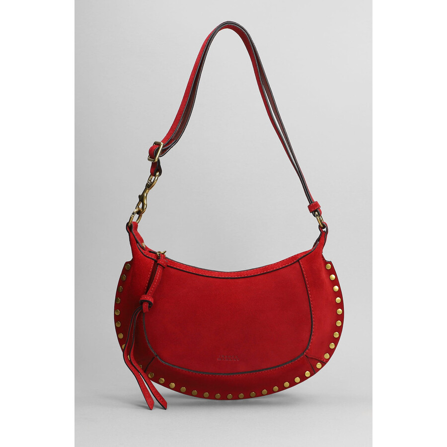 Isabel Marant Oskan Moon Shoulder Bag In Red Suede