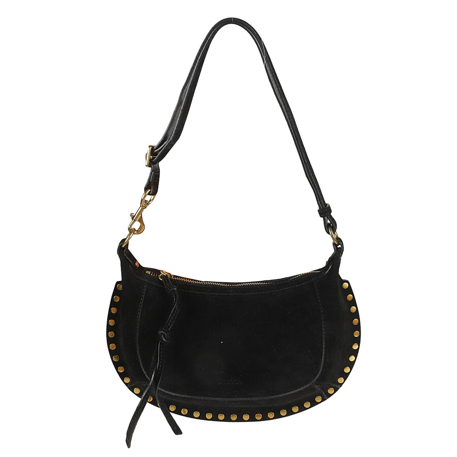Isabel Marant Crescent-shaped Calfskin Leather Shoulder Bag In Black