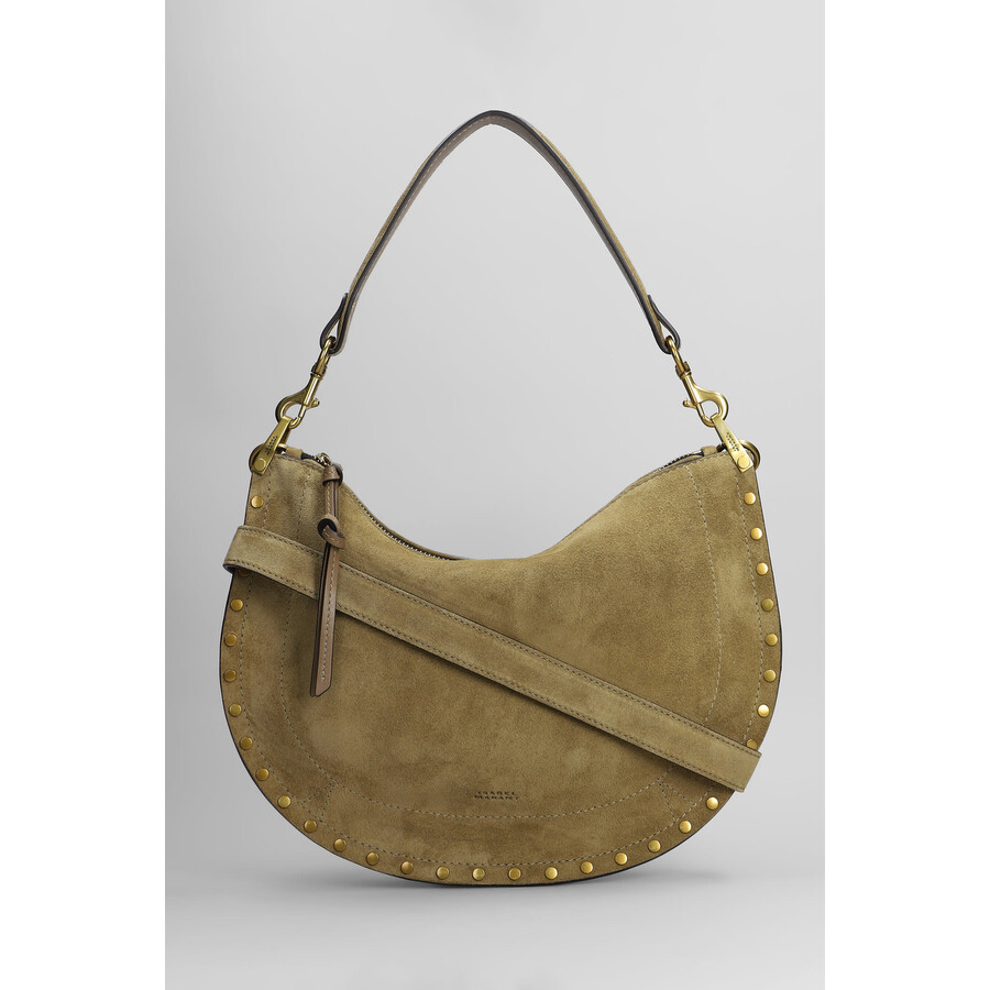 Isabel Marant Oskan Soft Zip Shoulder Bag In Taupe Suede In Brown