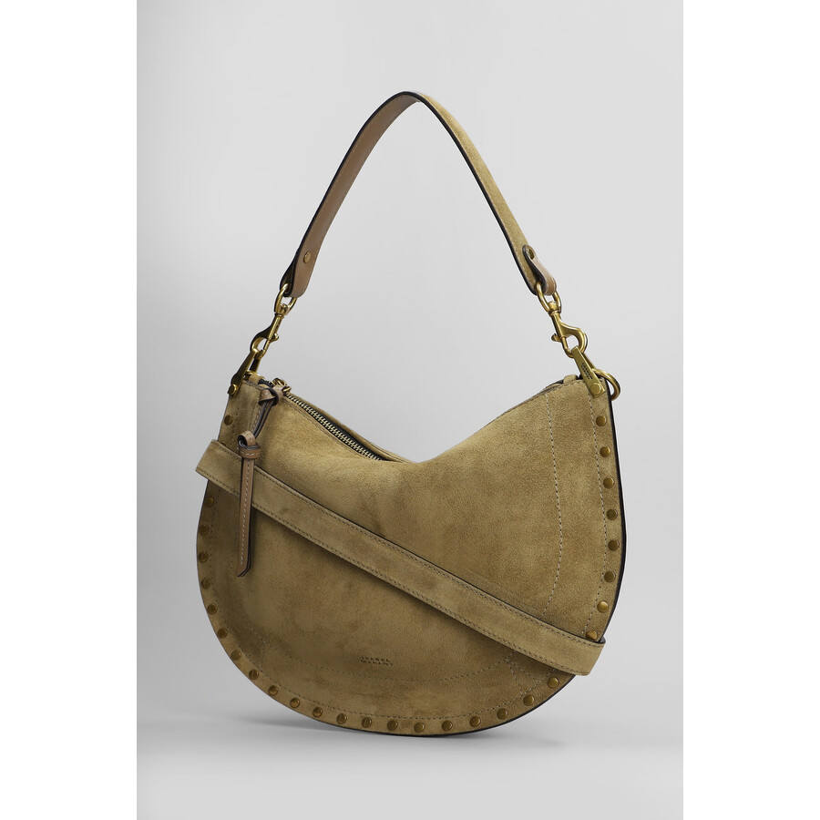 Isabel Marant Oskan Soft Zip Shoulder Bag In Taupe Suede In Brown