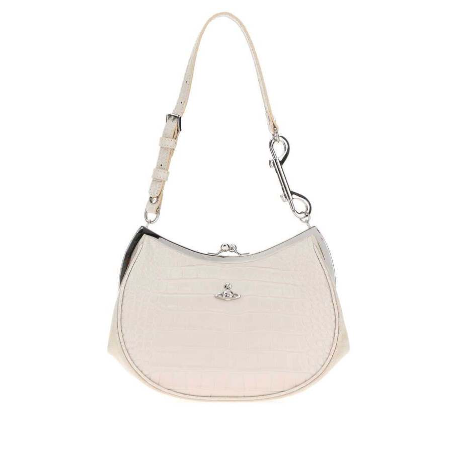 Vivienne Westwood Ivory Leather Charm Frame Purse Shoulder Bag Pearl White Borse A Mano In ["white"]