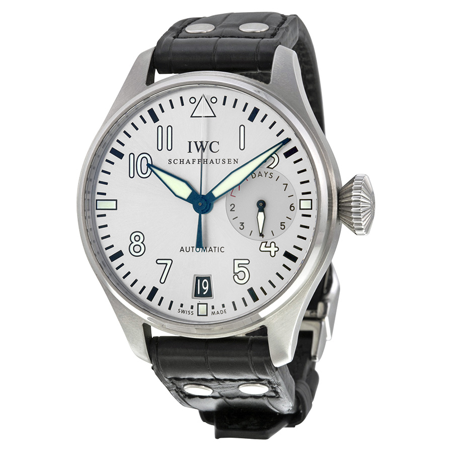 IWC Pilot Father Automatic Silver Dial Black Leather Men's Watch 5009-06