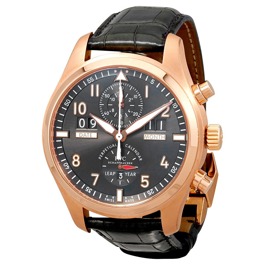 IWC Pilot Spitfire Grey Dial 18kt Rose Gold Men's Watch IW379103
