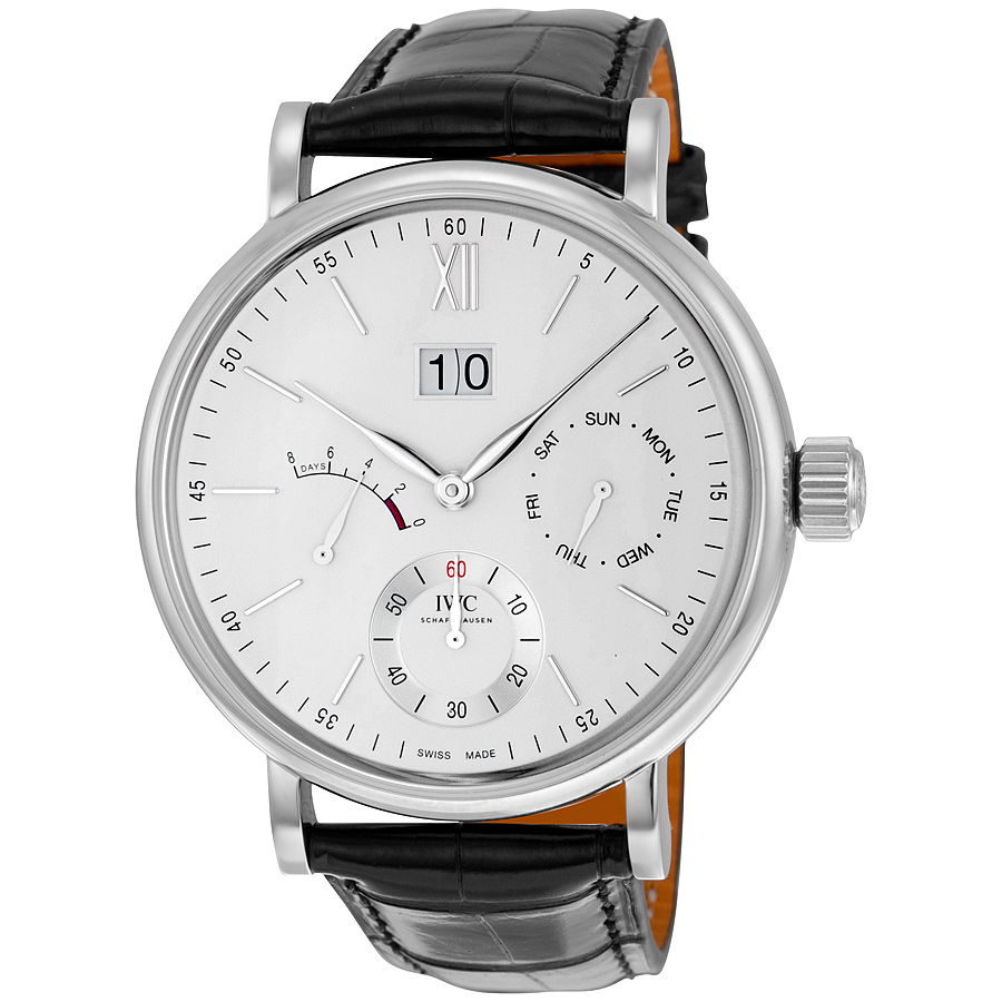 IWC Portofino Day Date 8 Day Silver-plated Dial Men's Watch IW516201
