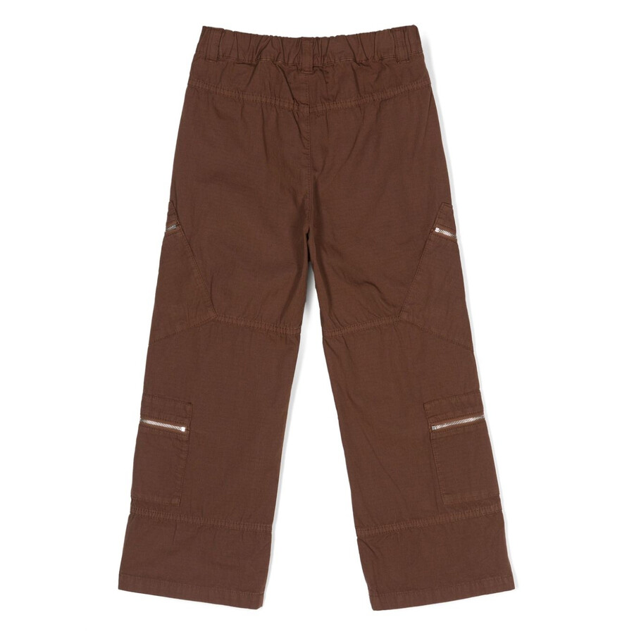 Jacquemus Boys Le Cargo Cotton Trousers In Brown