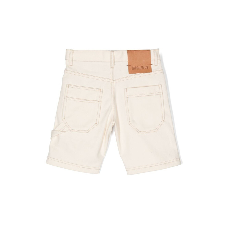 Jacquemus Kids Bermuda Denim Shorts In Beige