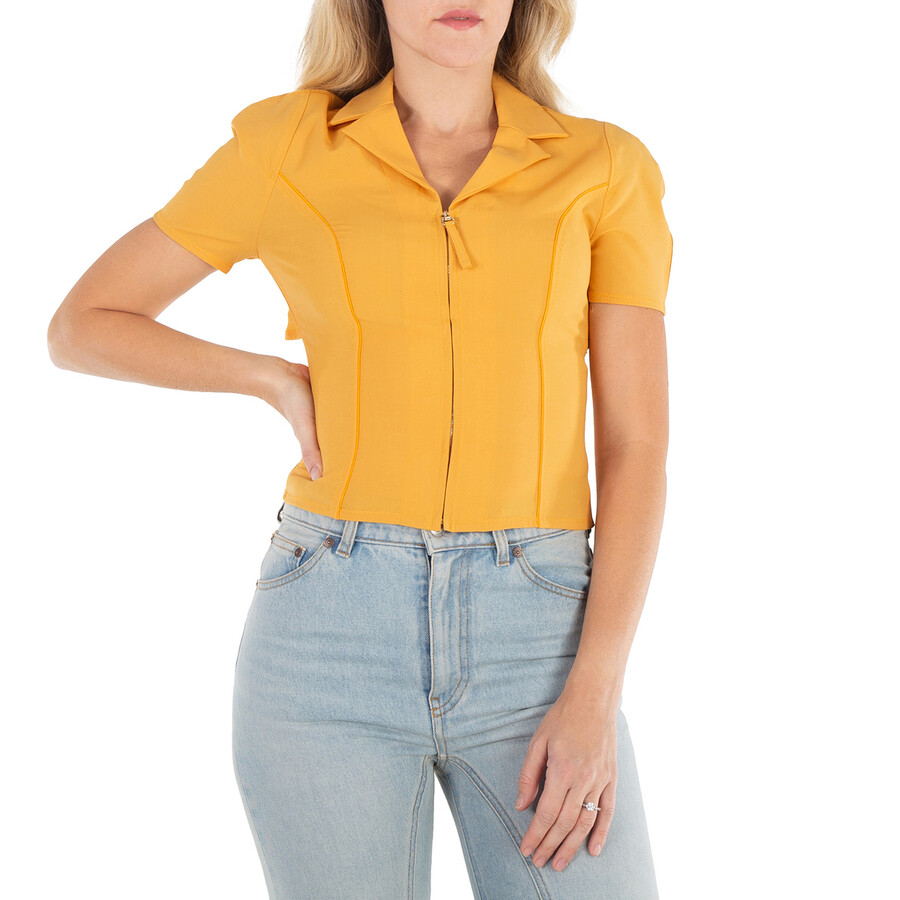 Ladies Orange Tangelo Zip-Up Cycling Shirt