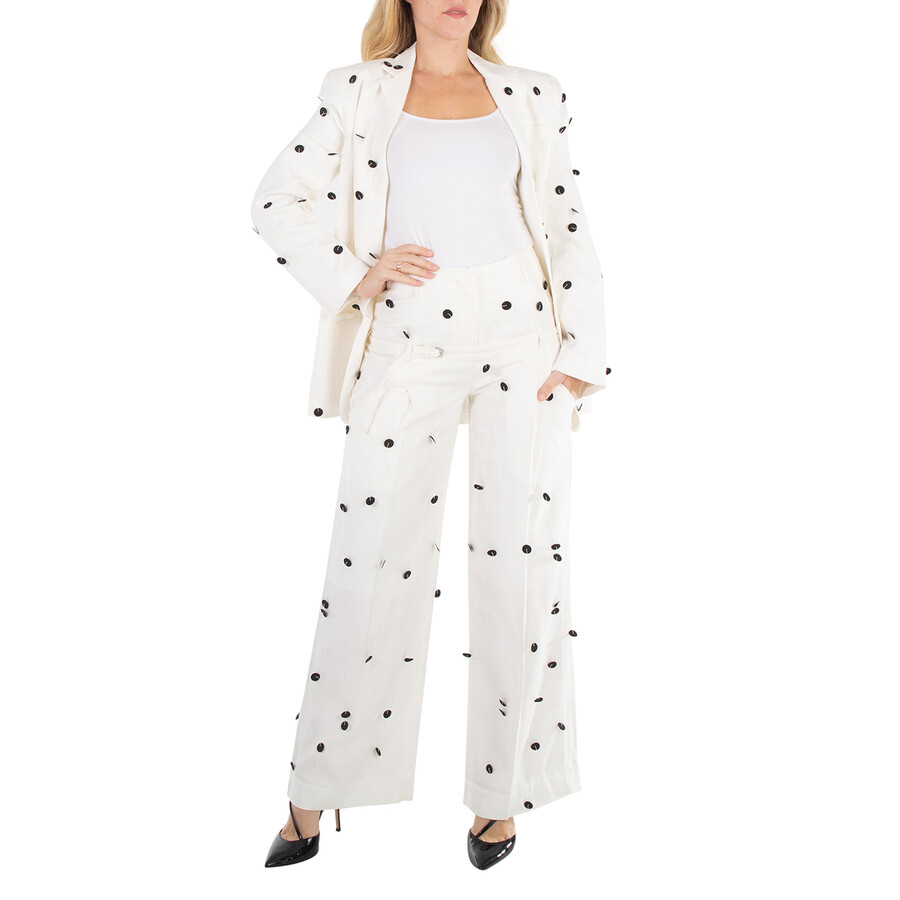 Jacquemus Ladies White & Black La Veste Caraco Brodee Crepe
